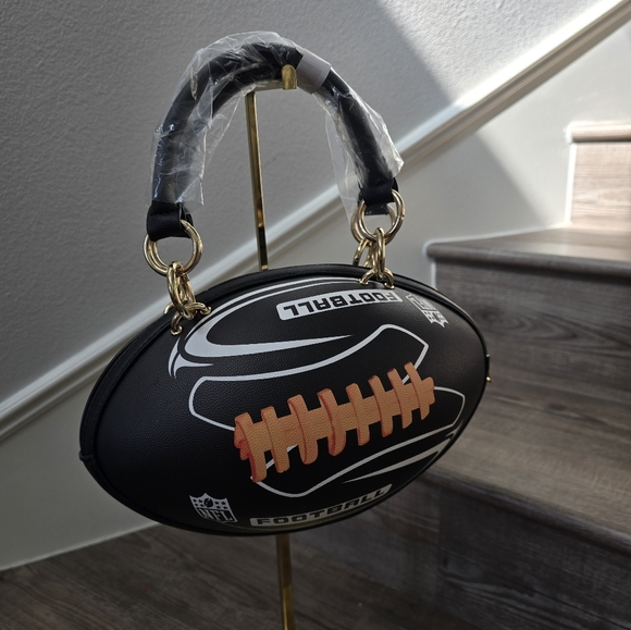 Football Design Women's Handbag - Black and White - Picture 7 of 12